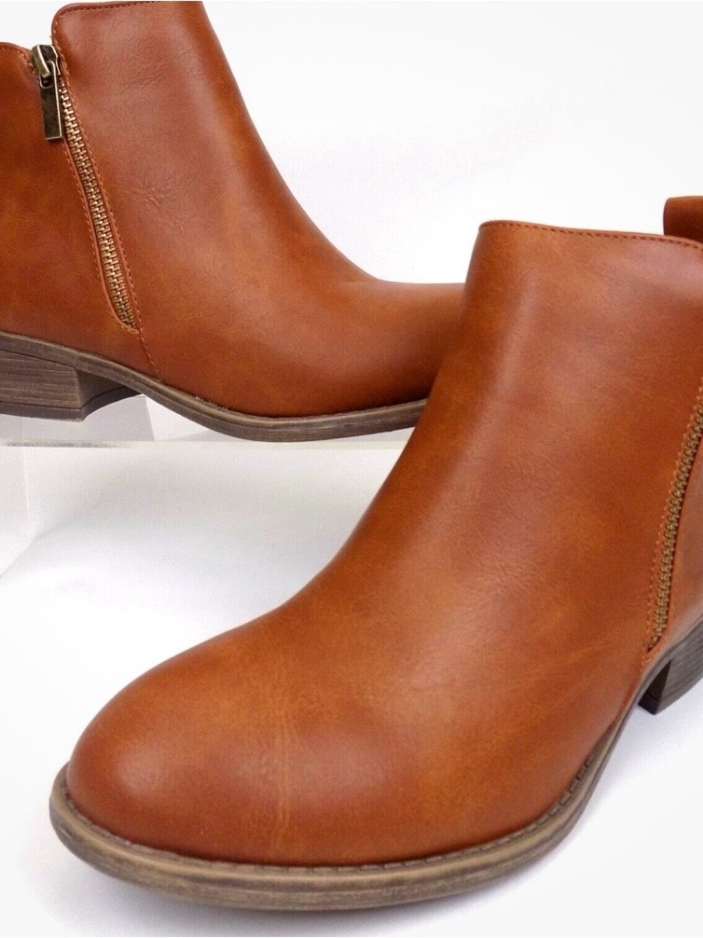 Women's Classic Chestnut Ankle Booties with Side Zip